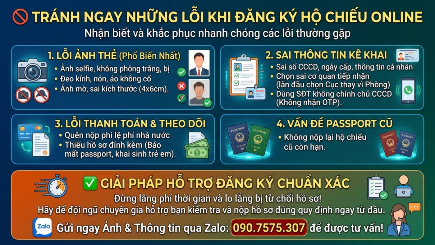 Các lỗi phổ biến khi làm hộ chiếu online và cách khắc phục.