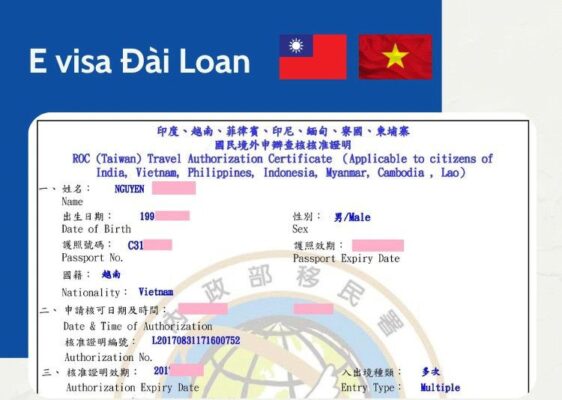 Mẫu E-visa Đài Loan (Travel Authorization Certificate) mới nhất dành cho công dân Việt Nam.