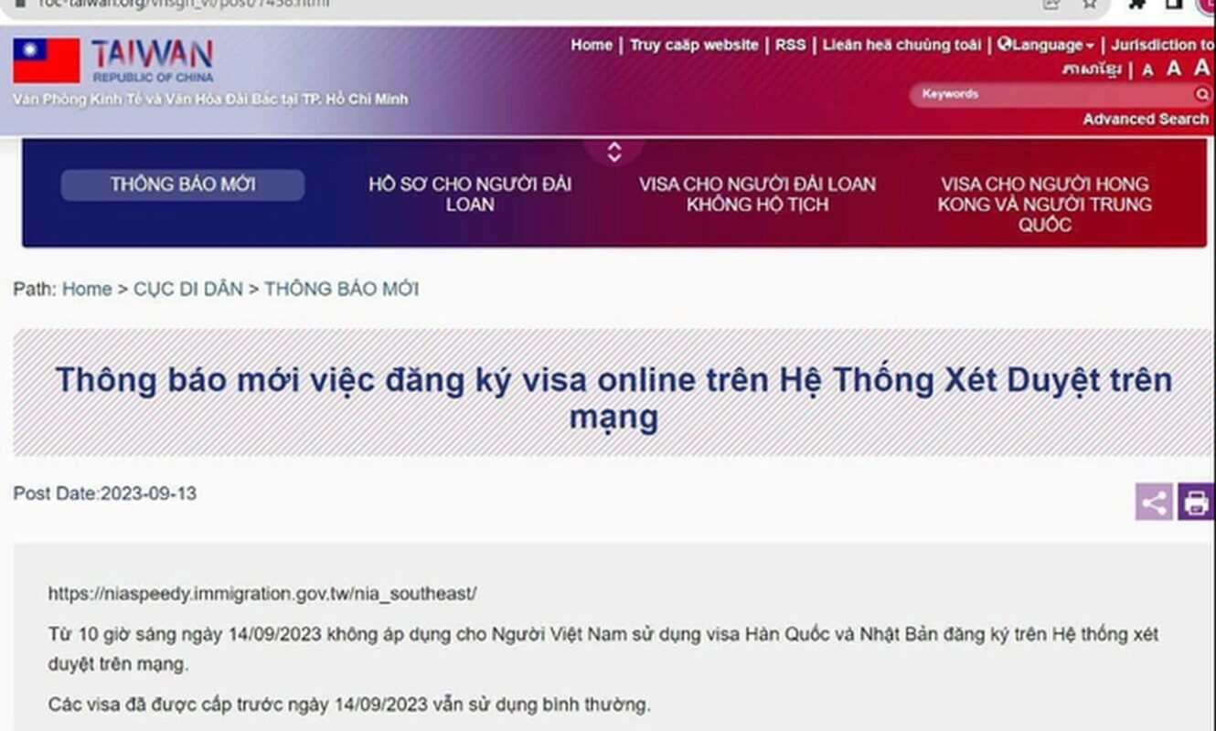 10 Lưu Ý Khi Xin E-Visa Đài Loan 2026 5 Thông báo ngừng dùng visa Hàn Quốc và Nhật Bản để xin E-visa Đài Loan từ 14/09/2023.